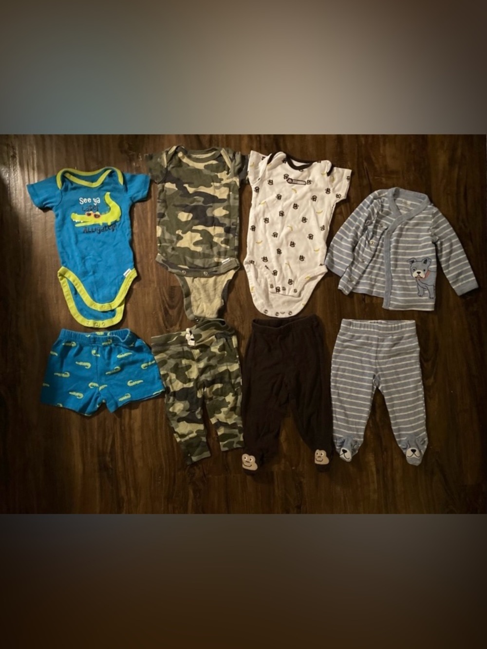 0-3M Blue, Green, Gray & Brown Baby Matching Set - 8 PC